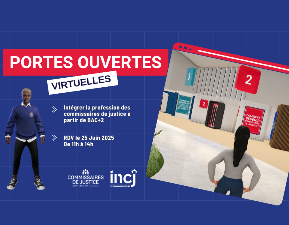 Vous envisagez une carrière juridique dynamique, de terrain et au cœur des enjeux de la justice ? La Chambre nationale des commissaires de justice vous donne rendez-vous le mercredi 25 juin 2025, de 11h à 14h, pour ses portes ouvertes 100 % virtuelles