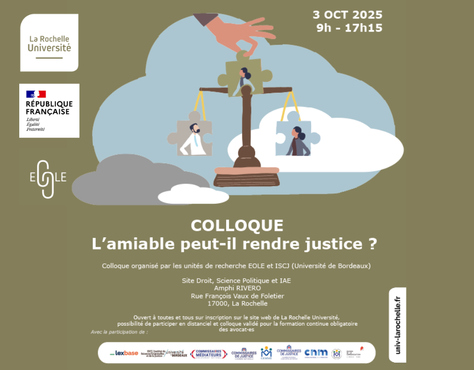 Colloque 3 Octobre 2025 : "L'amiable peut-il rendre justice ?"